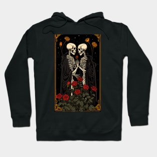 two skeletons in black robe holding each other hands Hoodie